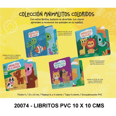 LIBRITOS DE PVC 10 X 10 CMS ANIMALITOS COLORIDOS