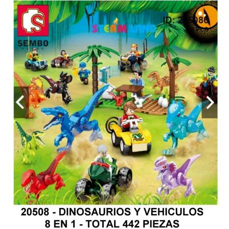 DINOSAURIOS 8 EN 1 - TOTAL 442 PIEZAS