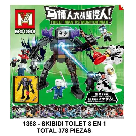 SKIBIDI TOILET 8 EN 1 - TOTAL 378 PIEZAS