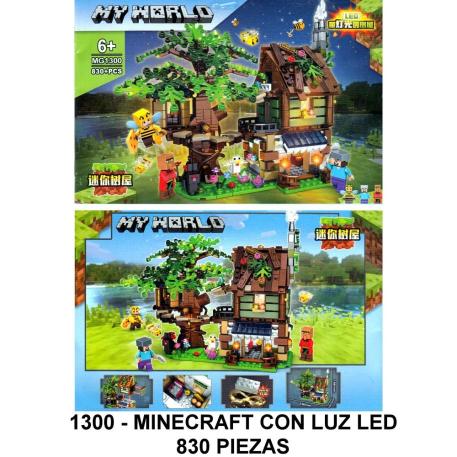 MINECRAFT CON LUZ LED 830 PIEZAS