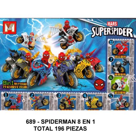 SPIDERMAN MOTOS 8 EN 1 - TOTAL 196 PIEZAS