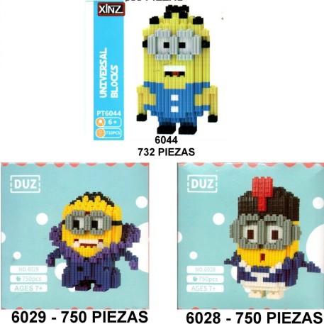 MINI BLOQUES MINIONS  MAS DE 500 PIEZAS