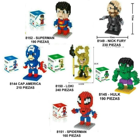 MINI BLOQUES  AVENGERS 200 PIEZAS  PRECIO POR UNIDAD