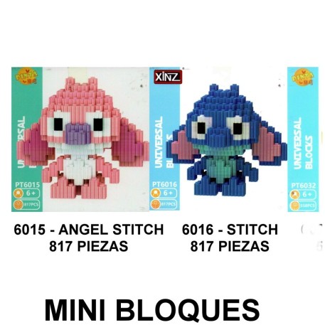 MINI BLOQUES STITCH MAS DE 500 PIEZAS. PRECIO POR UNIDAD