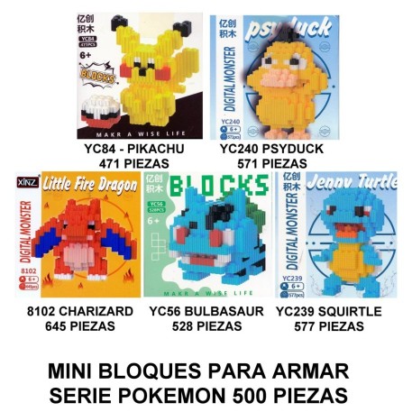 MINI BLOQUES POKEMON MAS DE 500 PIEZAS