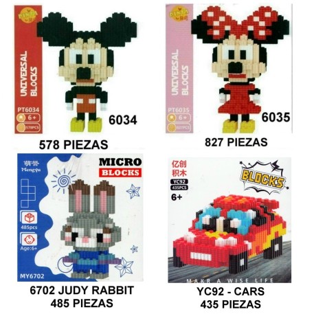 MINI BLOQUES DISNEY MICKEY Y MINNIE CARS MAS DE 500 PIEZAS.PRECIO POR UNIDAD