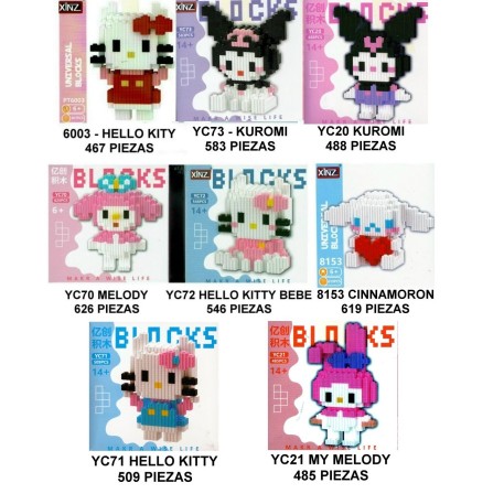 MINI BLOQUES HELLO KITTY MAS DE 500 PIEZAS. PRECIO POR UNIDAD