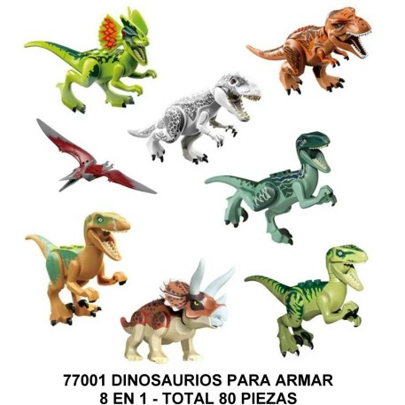 DINOSAURIOS 8 EN 1 GRANDES TOTAL 80 PIEZAS