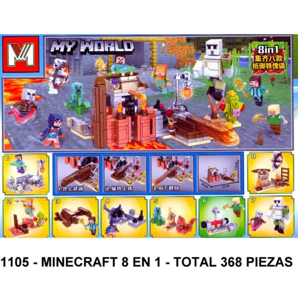 MINECRAFT 8 EN 1 - TOTAL 368 PIEZAS - F3