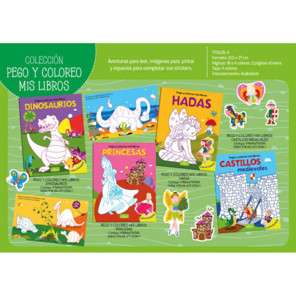 COLECCION PEGO Y COLOREO MIS LIBROS - PRECIO X 4 TITULOS
