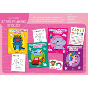 COLECCION LETRAS, PALABRAS, STICKERS X 4 TITULOS