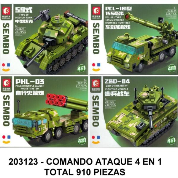 COMANDO ATAQUE 4 EN 1 - TOTAL 910 PIEZAS - E1