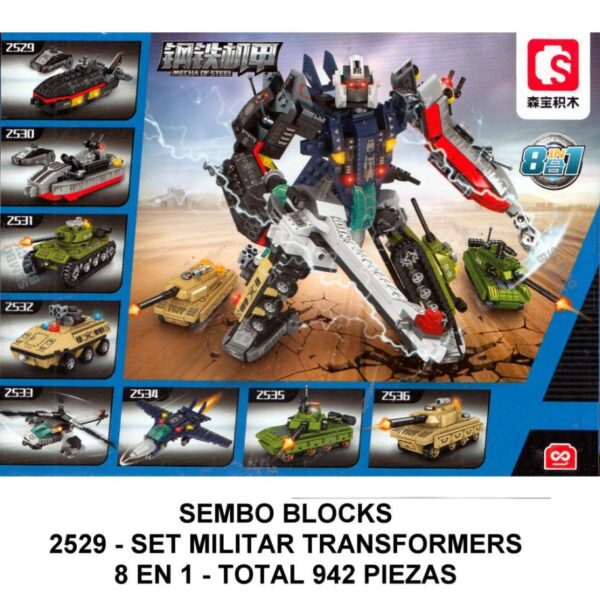 SET DE GUERRA TRANSFORMERS 8 EN 1 - TOTAL 942 PIEZAS - E1