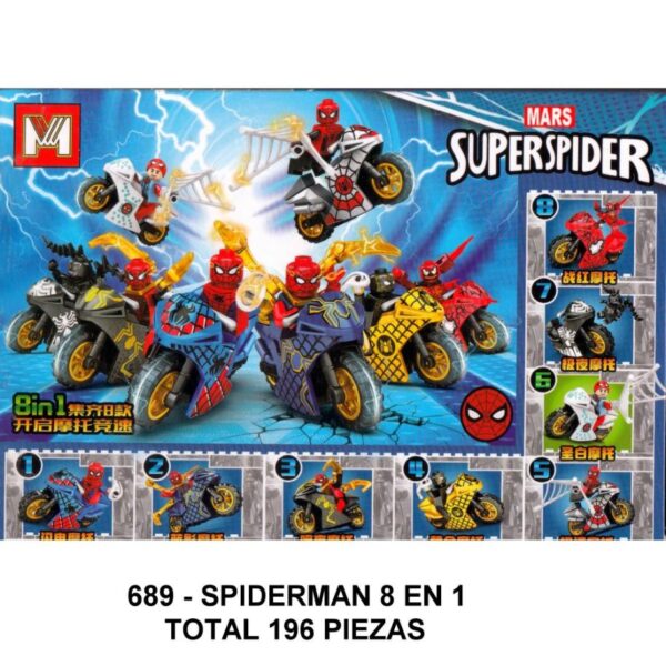 SPIDERMAN MOTOS 8 EN 1 - TOTAL 196 PIEZAS - B2