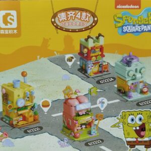 BOB ESPONJA SET X4 CALAMARDO, PATRICIO, BOB, DON CANGREJO OFICIAL NICKELODEON