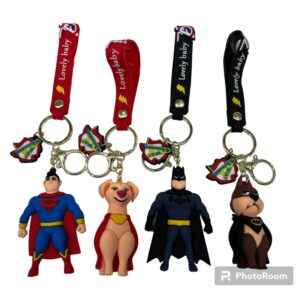 LLAVERO SUPERMAN Y BATMAN C/MASCOTA GOMA